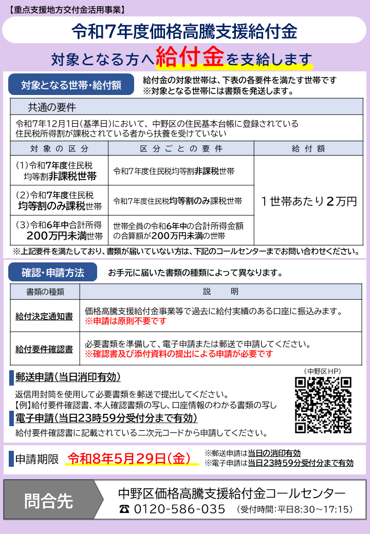 令和7年度価格高騰支援給付金チラシ