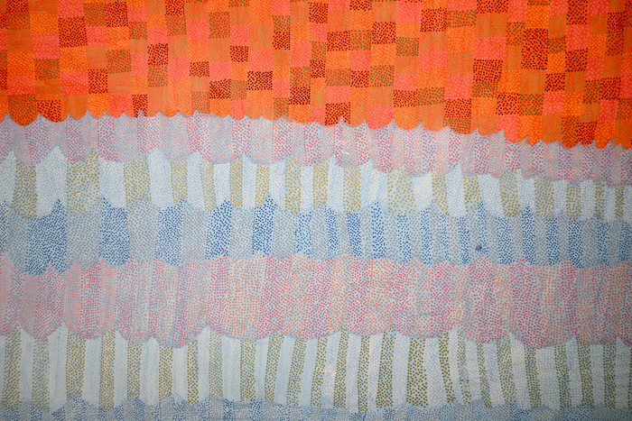 有田 京子作「夕日しずむ海」（2014年）。