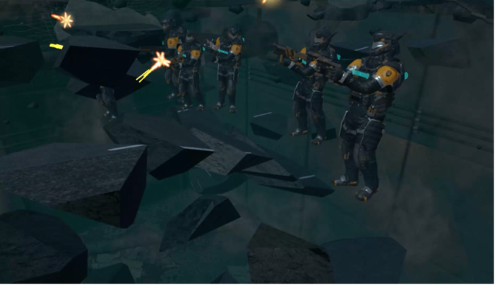 ゲーム内で攻撃するプレイヤーたち