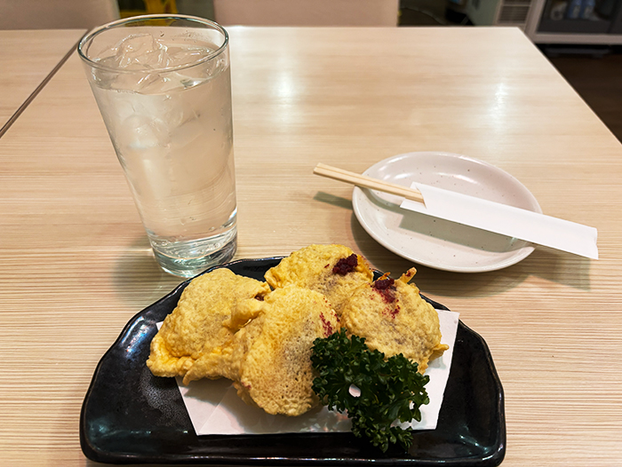 紅芋天ぷらとガタボール