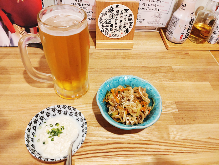オリオンビール、ミミガー、ゆし豆腐