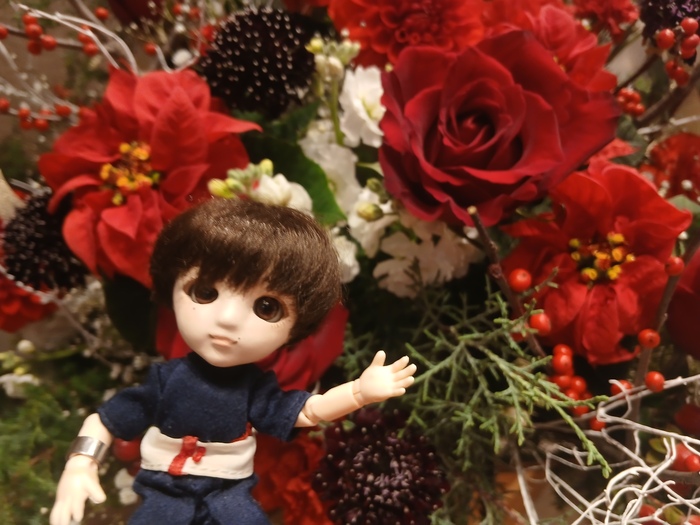 お花とちびナカノさん