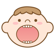 上の前歯4本、下の前歯4本生えたお子さんのイラスト