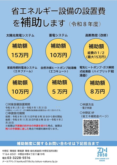 省エネルギー設備の設置費を補助します