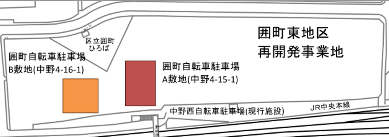 囲町自転車駐車場の位置図